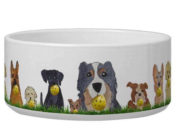 Dogs Love Pickleballs - Ceramic Dog Bowl - Pick Up Only