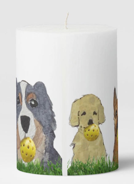 Dogs Love Pickleballs - Candle