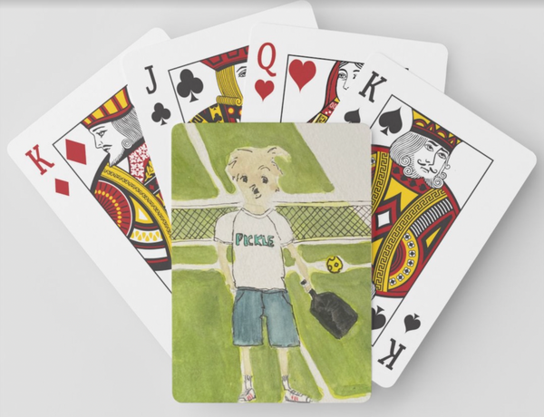 Pickleball Dog - Playing Cards in Lucite Case